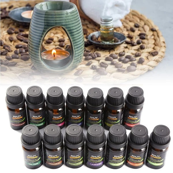 RHJY Essential Oil Diffuser Set – 14-Piece Aromatherapy Oils for Relaxation & Stress Relief