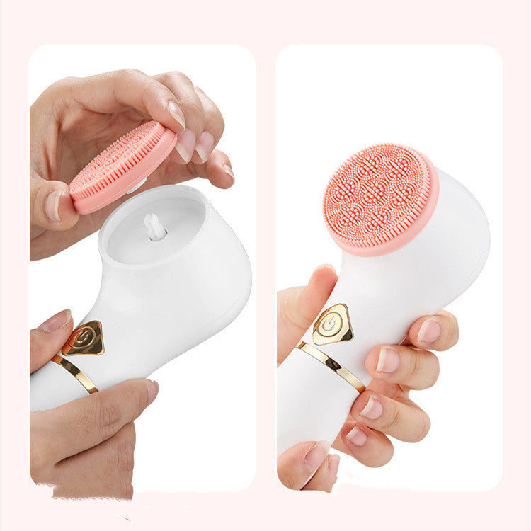 Cepillo limpiador facial eléctrico LuxuryGlow: limpiador profundo de poros y exfoliante (blanco)