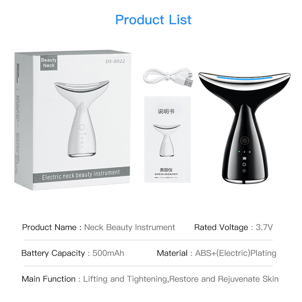 LuxuryGlow EMS Microcurrent Neck & Face Lifting Device with LED Therapy – Reduce Wrinkles, Tighten Skin