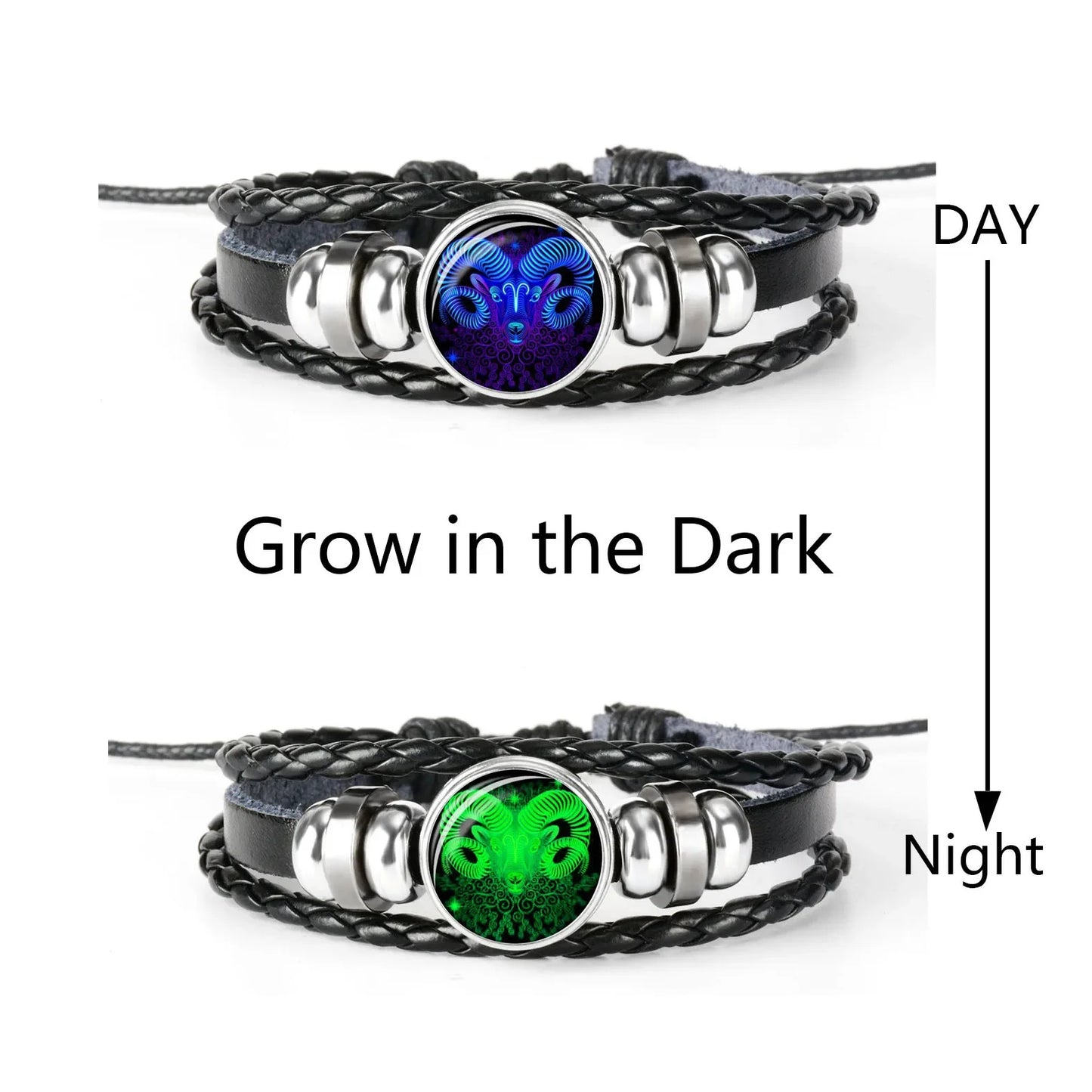 Pulsera luminosa LuxuryGlow de las 12 constelaciones: joyería unisex del zodiaco que brilla en la oscuridad
