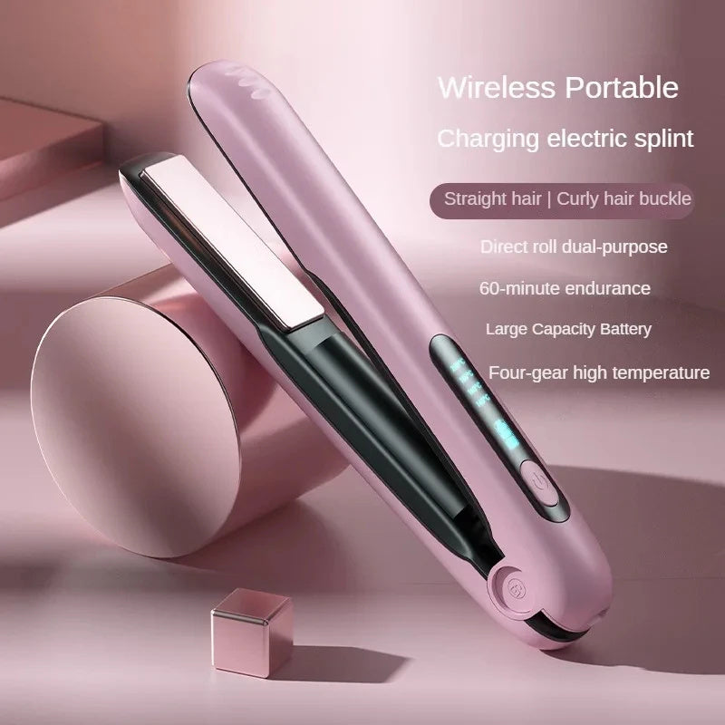 Plancha y rizador de pelo inalámbrico LuxuryGlow: 2 en 1 con USB