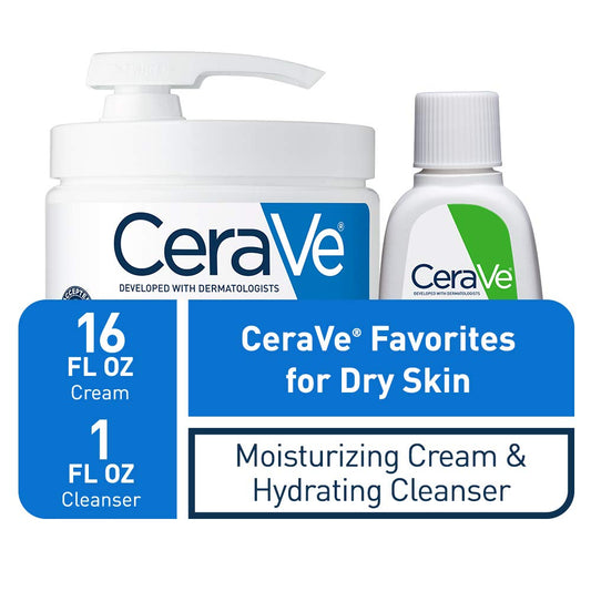 CeraVe Moisturizing Cream & Hydrating Facial Cleanser Set – Dry Skin Relief, 24-Hour Hydration, Fragrance-Free Skincare Bundle