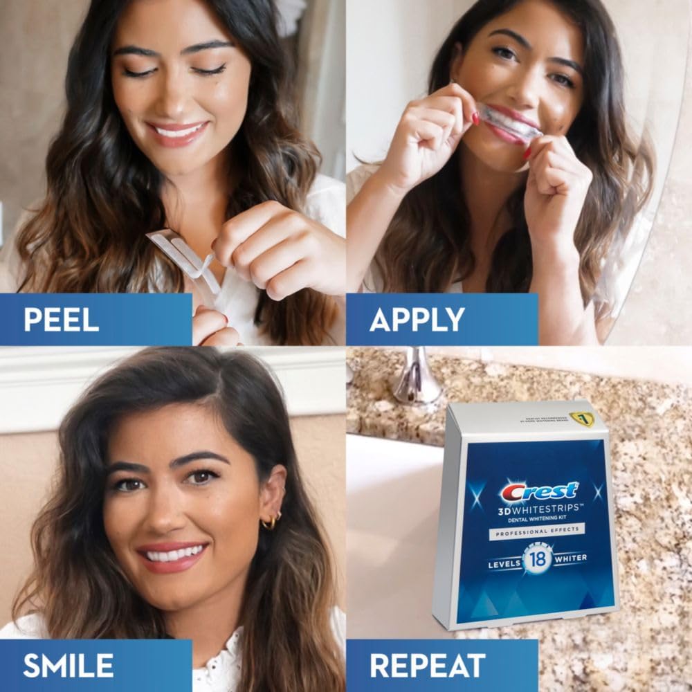 Crest 3D No Slip Whitestrips Professional Effects – Teeth Whitening Kit (20 Treatments, 40 Strips)