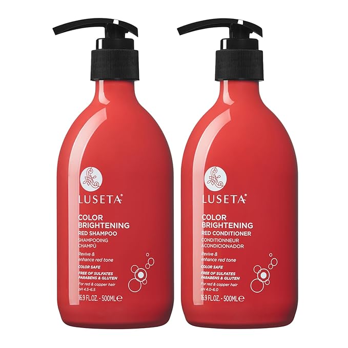 Luseta Red Hair Shampoo & Conditioner Set | Sulfate-Free, Color Protection & Copper Brightening with Pomegranate Extract (2 x 16.9 fl oz)