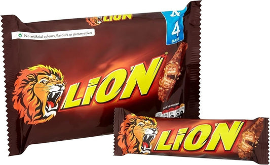 Nestlé Lion Bar – Caramel Milk Chocolate 4 x 30g Bars, Imported & Vegetarian