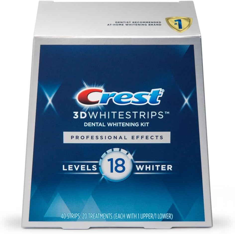 Crest 3D No Slip Whitestrips Professional Effects – Teeth Whitening Kit (20 Treatments, 40 Strips)