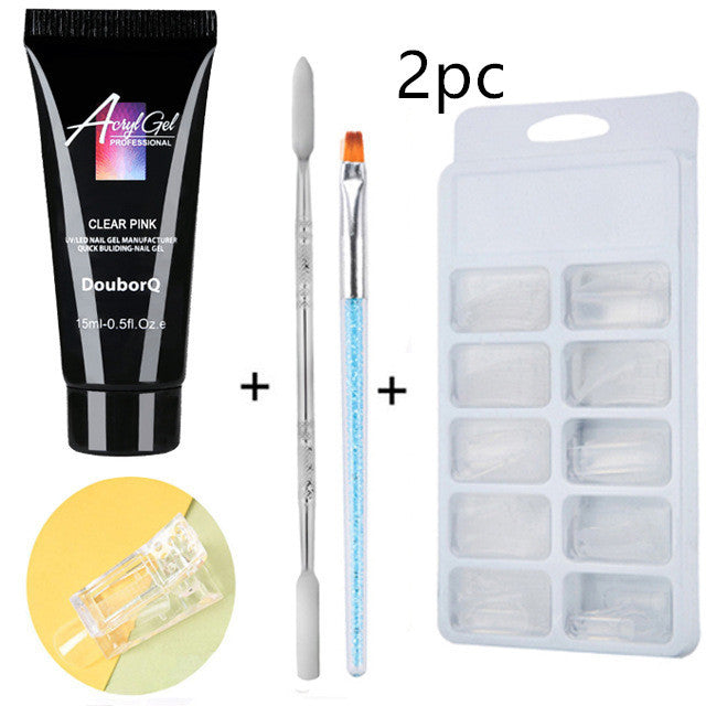 DouborQ DIY Nail Art Extension Kit – Gel Polish, Brushes & Nail Stickers Set