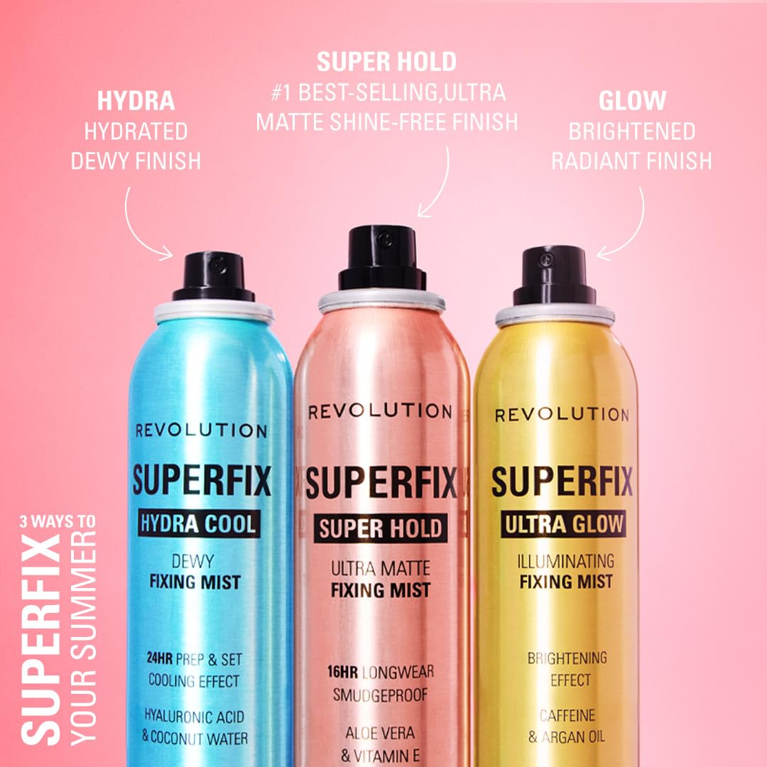 Revolution Superfix Makeup Setting Spray – Ultra-Matte, Long-Lasting Mist with Aloe & Vitamin E – Shine-Free, Vegan, Lightweight Fixer 5.07 fl oz