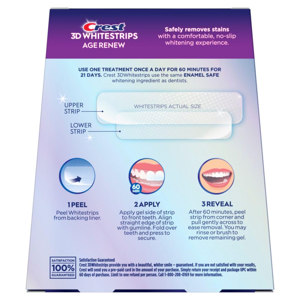 Crest 3D Whitestrips Age Renew – Professional Teeth Whitening Kit, 21-Day Treatment with 42 Enamel-Safe Strips