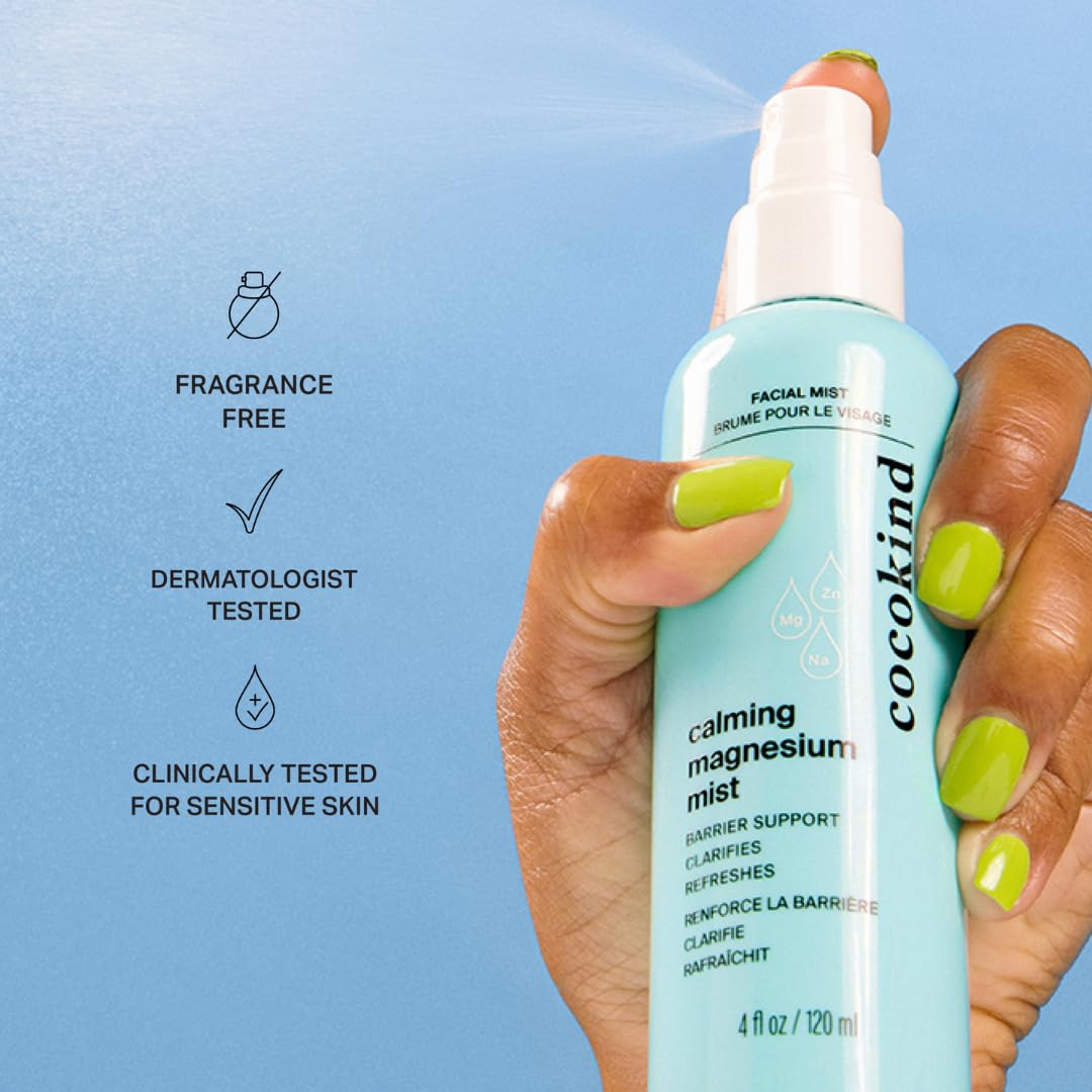 COCOKIND Magnesium Mist – Instant Skin Soother & Redness Relief Spray for Sensitive, Stressed Skin – Hydrating & Refreshing Face Mist 4oz