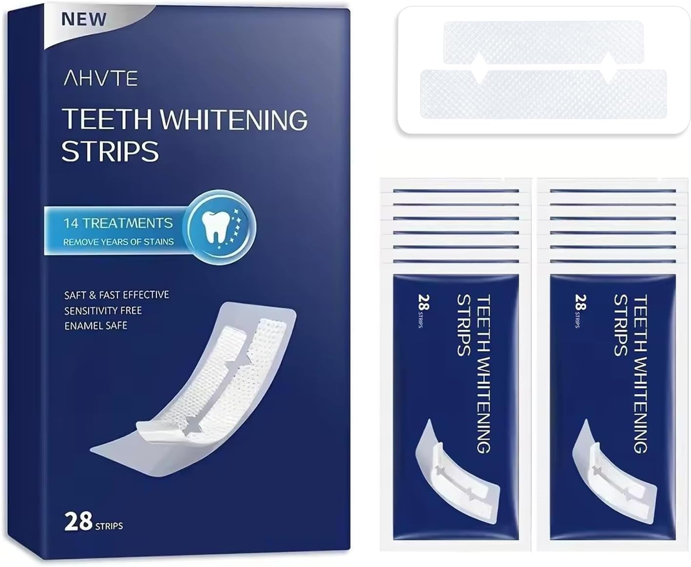 Teeth Whitening Strips – 28 Strips, 14 Treatments, Enamel-Safe & Sensitivity-Free Kit