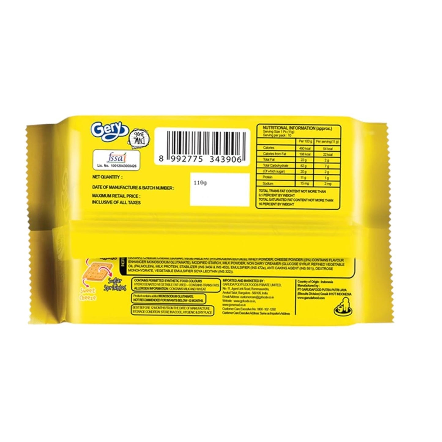 Gery Gone Mad Cheese Crackers – Sweet & Savory Biscuits, 110g x 4 Packs (Imported)