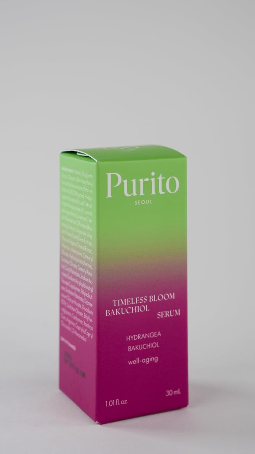 PURITO Seoul Timeless Bloom Bakuchiol Serum | Anti-Aging, Fine Line & Wrinkle Care | Korean Hydrangea, Sensitive Skin-Friendly, 30ml