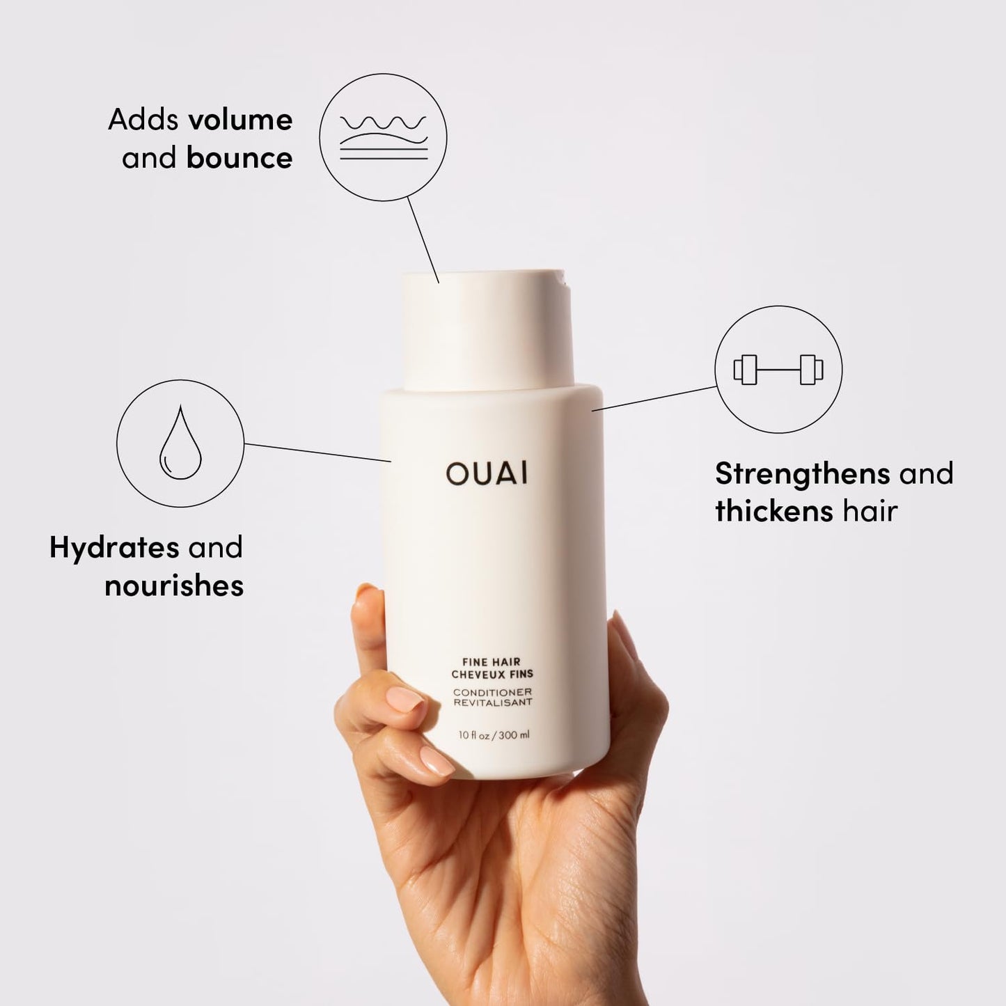 OUAI Fine Shampoo & Conditioner Set – Sulfate-Free Volumizing Hair Care with Keratin, Shea Butter & Avocado Oil – For Fine, Flat Hair (10 fl oz, 2 Pack)