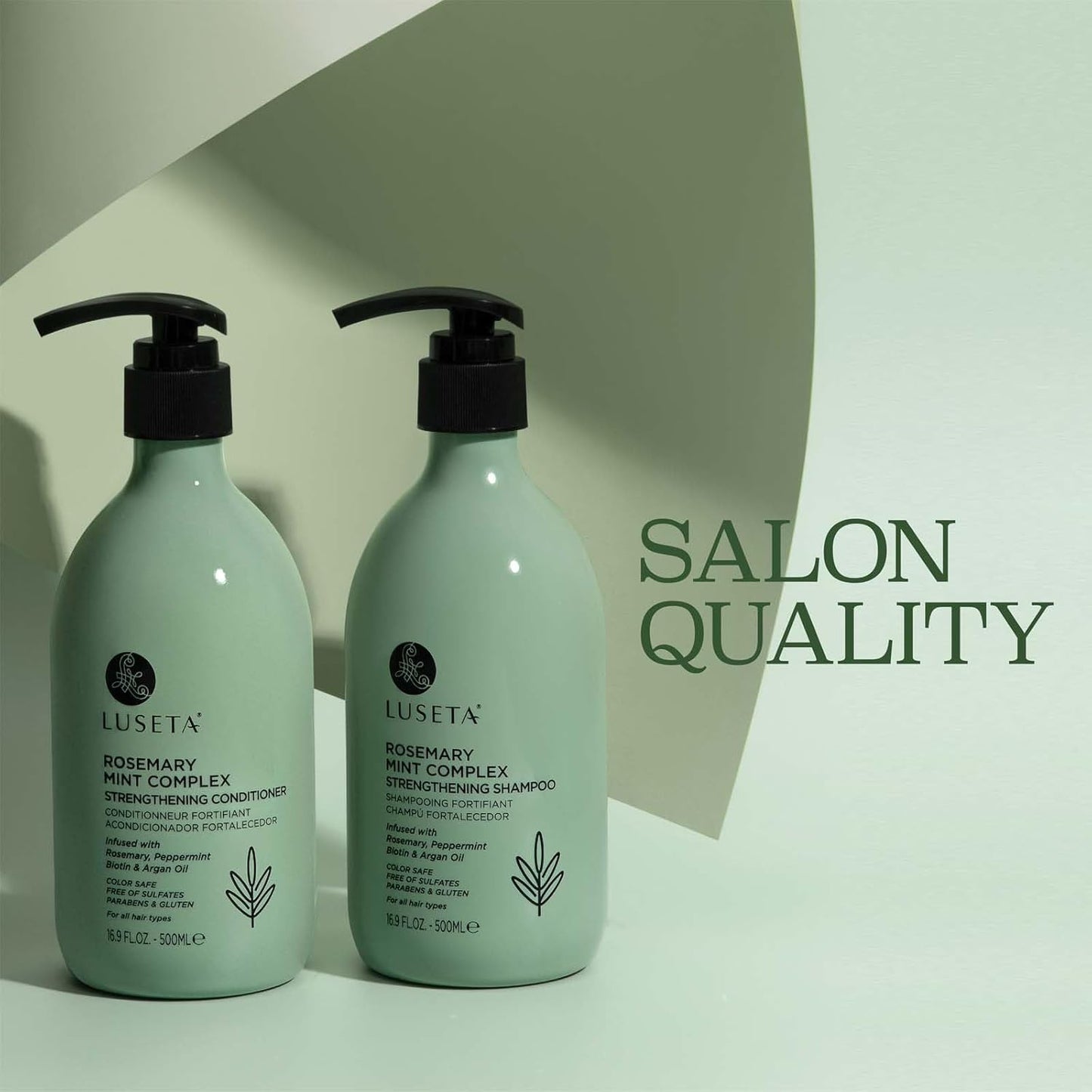 Luseta Rosemary Mint Strengthening Shampoo & Conditioner Set – Nourishing, Frizz-Control & Shine for Thin Hair (16.9oz × 2, Sulfate-Free)