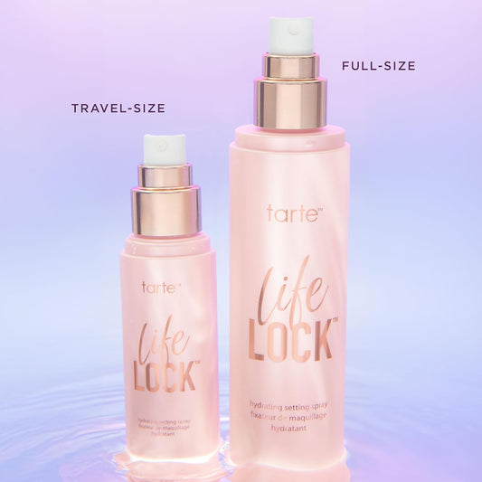 tarte Life Lock Hydrating Setting Spray – Makeup Setting Mist with Caffeine to Energize, Reduce Puffiness & Lock Makeup – Lightweight Formula for All Skin Types