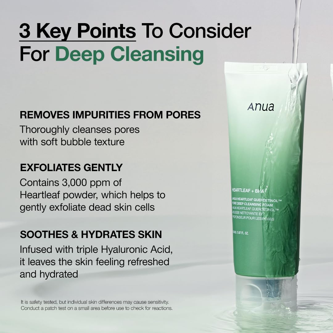 ANUA Heartleaf Quercetinol Pore Deep Cleansing Foam – Gentle BHA Face Wash for Oily & Sensitive Skin – 150ml