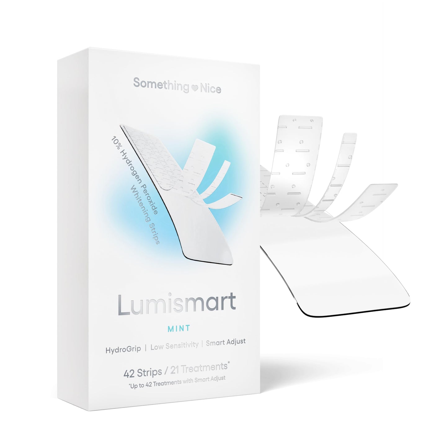 Something Nice Lumismart Whitening Strips - Dentist-Designed, Enamel Safe, up to 42 Treatments with Smart Adjust - Teeth Whitening Strips in Mint for Sensitive Teeth