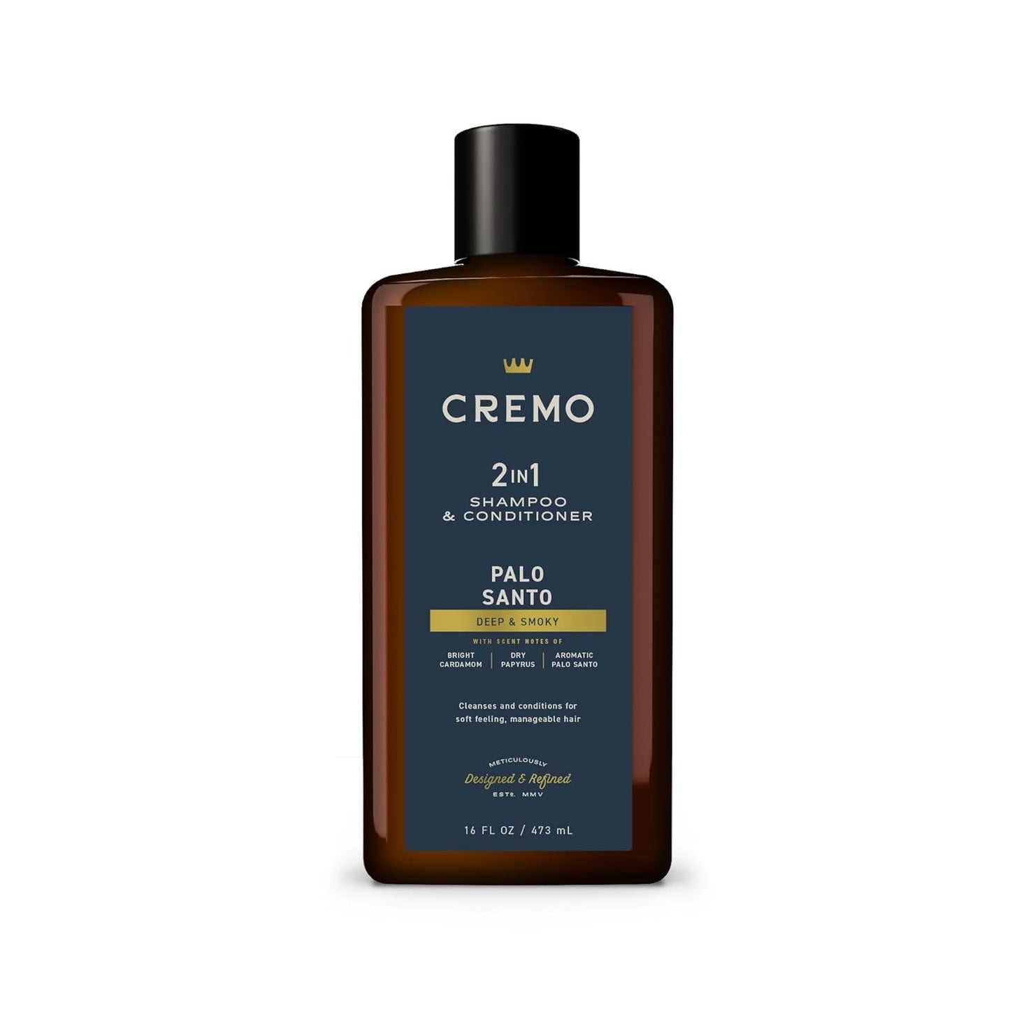 Cremo Palo Santo 2-in-1 Shampoo & Conditioner – Barber Grade Hydrating Cleanse with Cardamom, Papyrus & Palo Santo – 16 fl oz