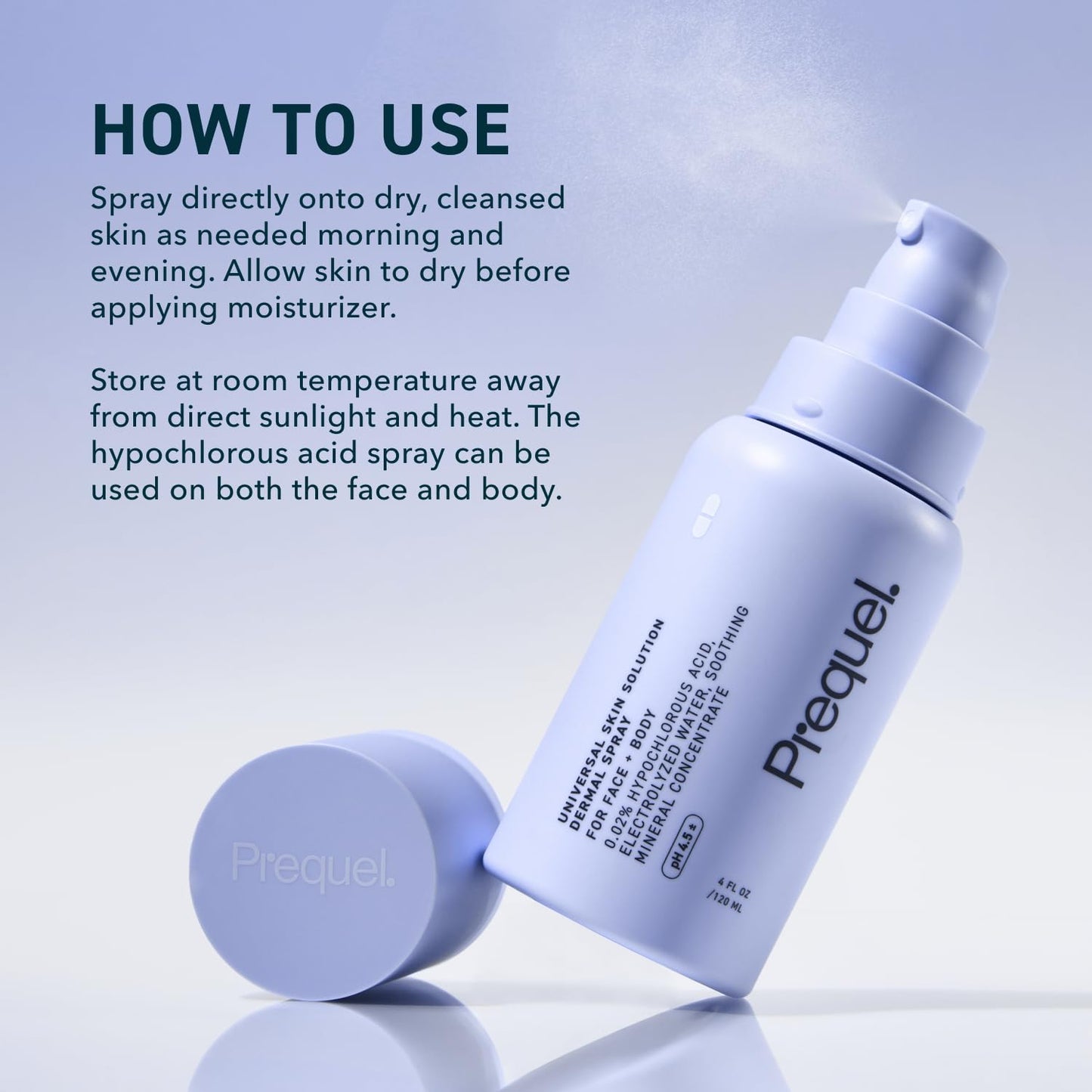 Prequel Skin Universal Hypochlorous Acid Spray – HOCL Face & Body Cleanser, 4oz