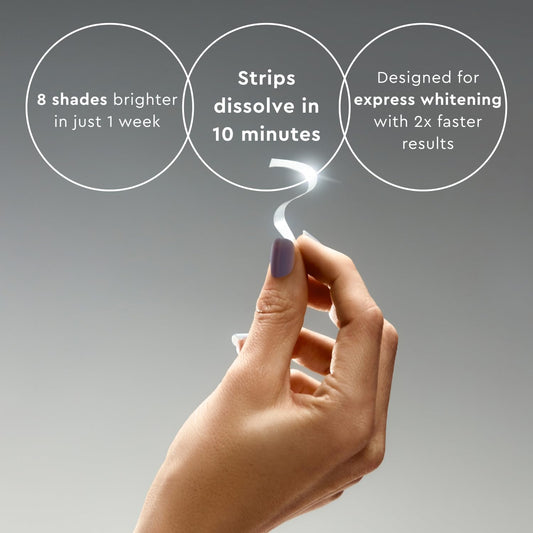 MOON Platinum Express Dissolving Teeth Whitening Strips – 28 Count, Hydrogen Peroxide & Essential Oils, Enamel-Safe, Travel-Friendly Oral Care