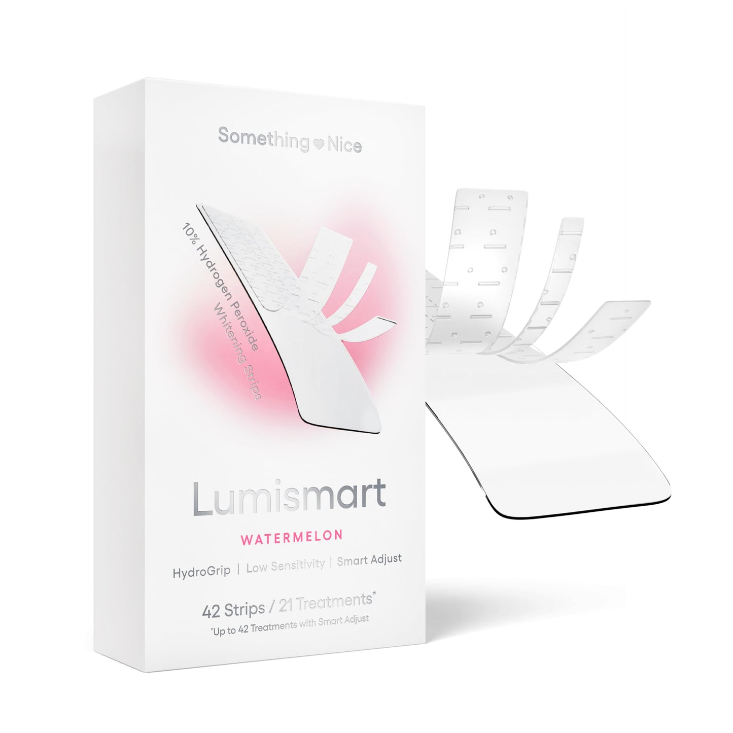 Something Nice Lumismart Whitening Strips - Dentist-Designed, Enamel Safe, up to 42 Treatments with Smart Adjust - Teeth Whitening Strips in Mint for Sensitive Teeth