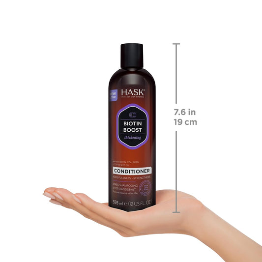 HASK Biotin Boost Thickening Shampoo & Conditioner Set | Strengthens, Volumizes & Adds Fullness | Sulfate-Free & Paraben-Free | 12 oz Each