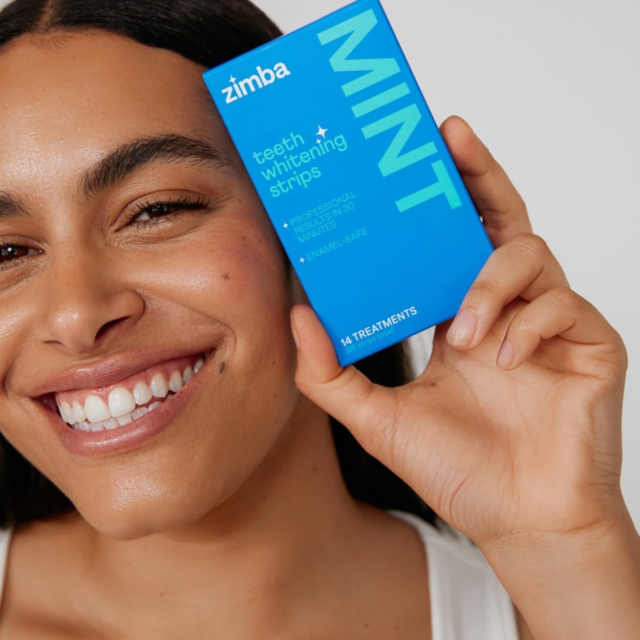 Zimba Mint Teeth Whitening Strips – Vegan, Enamel-Safe, 14-Day Treatment, Instant Bright Smile