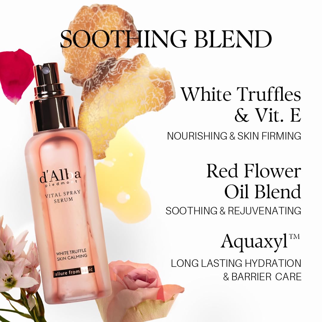 d’alba Italian White Truffle Vital Spray Serum – Hydrating, Calming & Glow-Boosting Facial Mist | Vegan Korean Skincare, Multi-Use Toner & Setting Spray