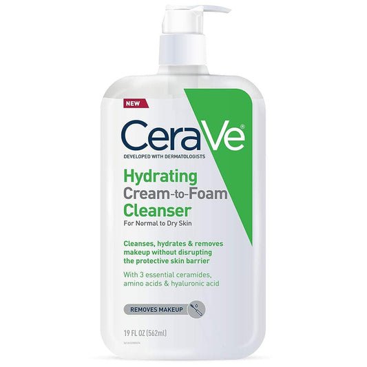 CeraVe Hydrating Cream-to-Foam Cleanser – 16 oz Refill, Makeup Remover & Face Wash for Dry Skin