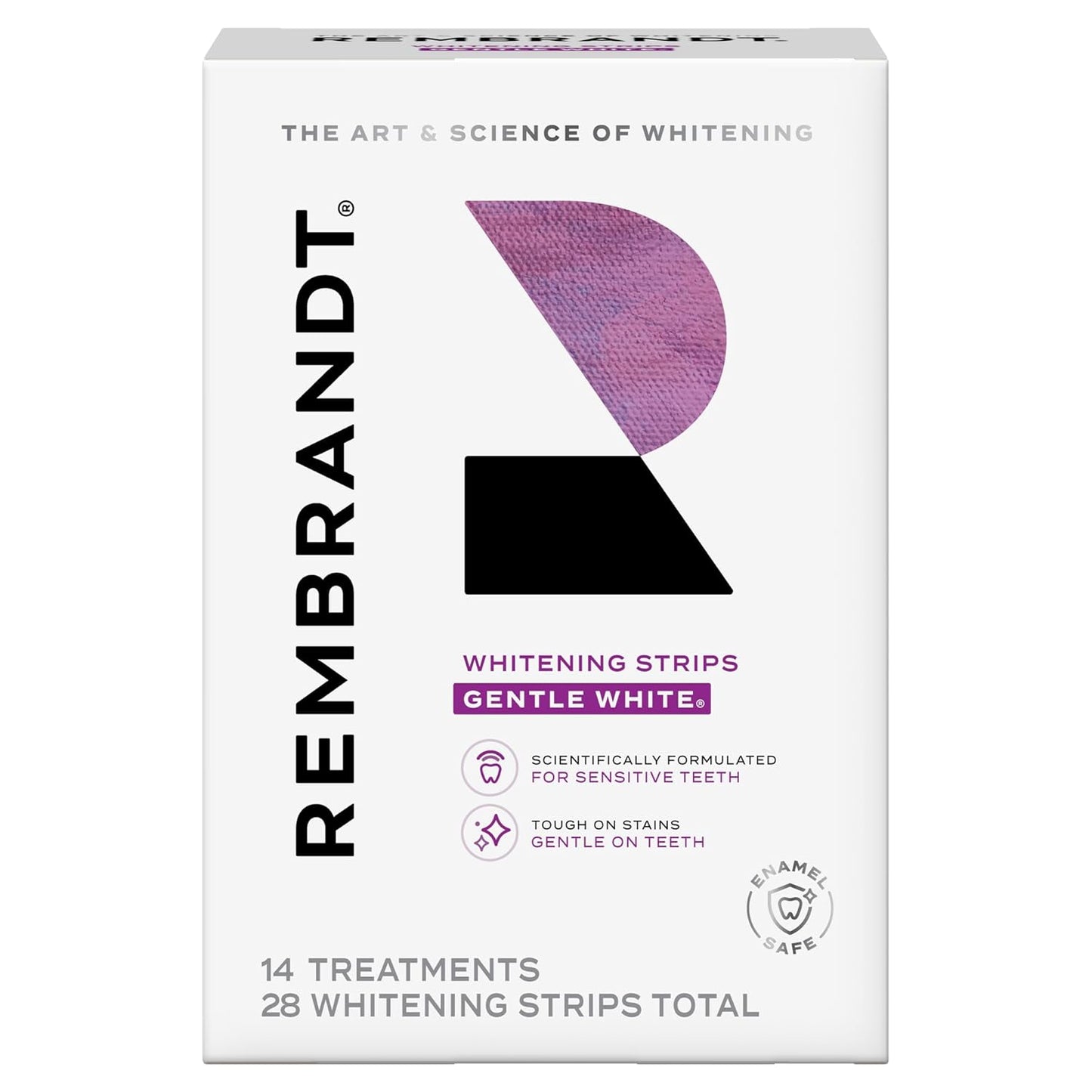 Rembrandt Gentle White Teeth Whitening Strips | 28 Strips, Enamel-Safe & Sensitive Teeth Care