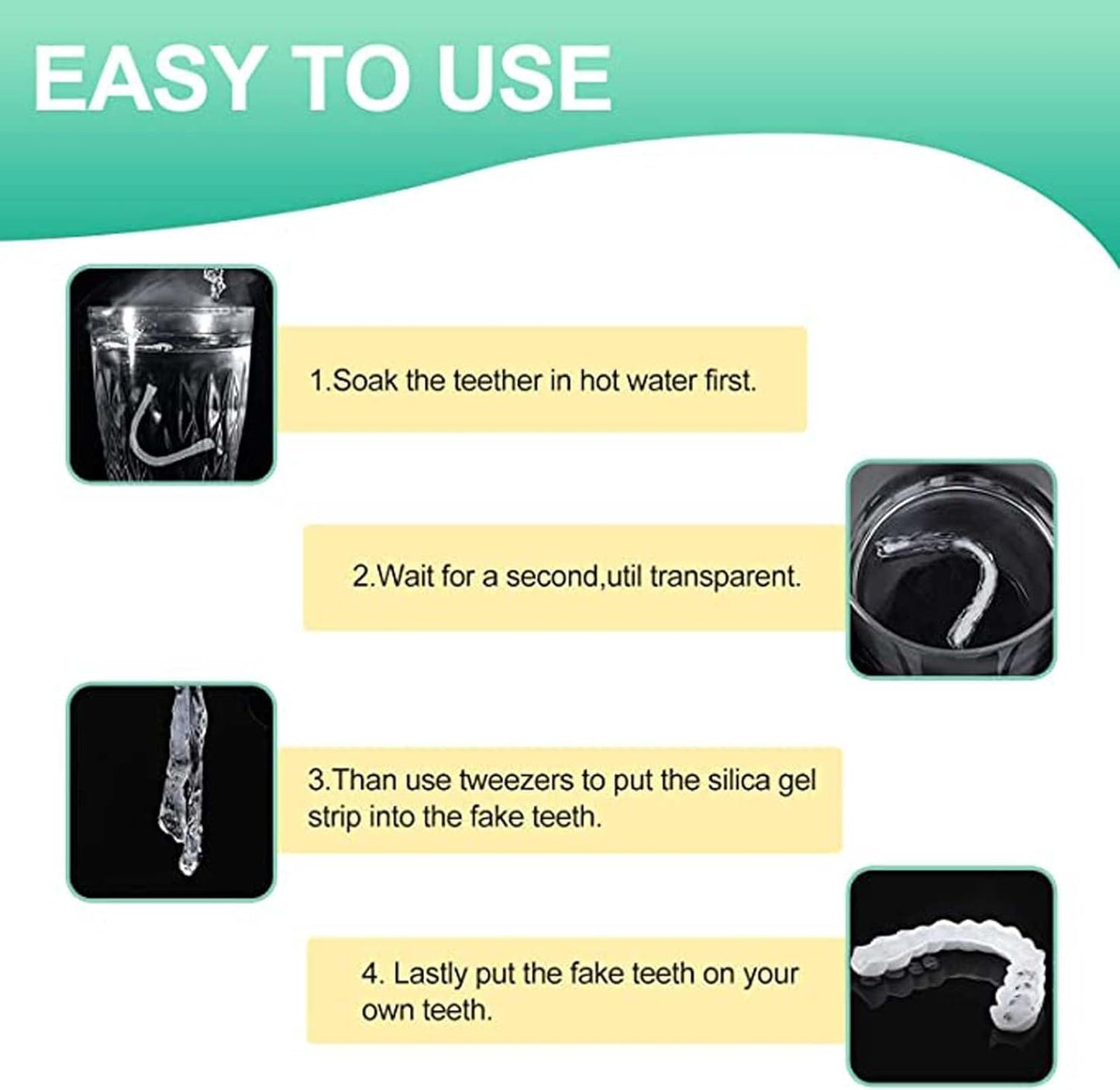 Snap-On Veneers Teeth Kit for Women & Men | Natural Tooth Replacement, Comfortable Cosmetic Dentures