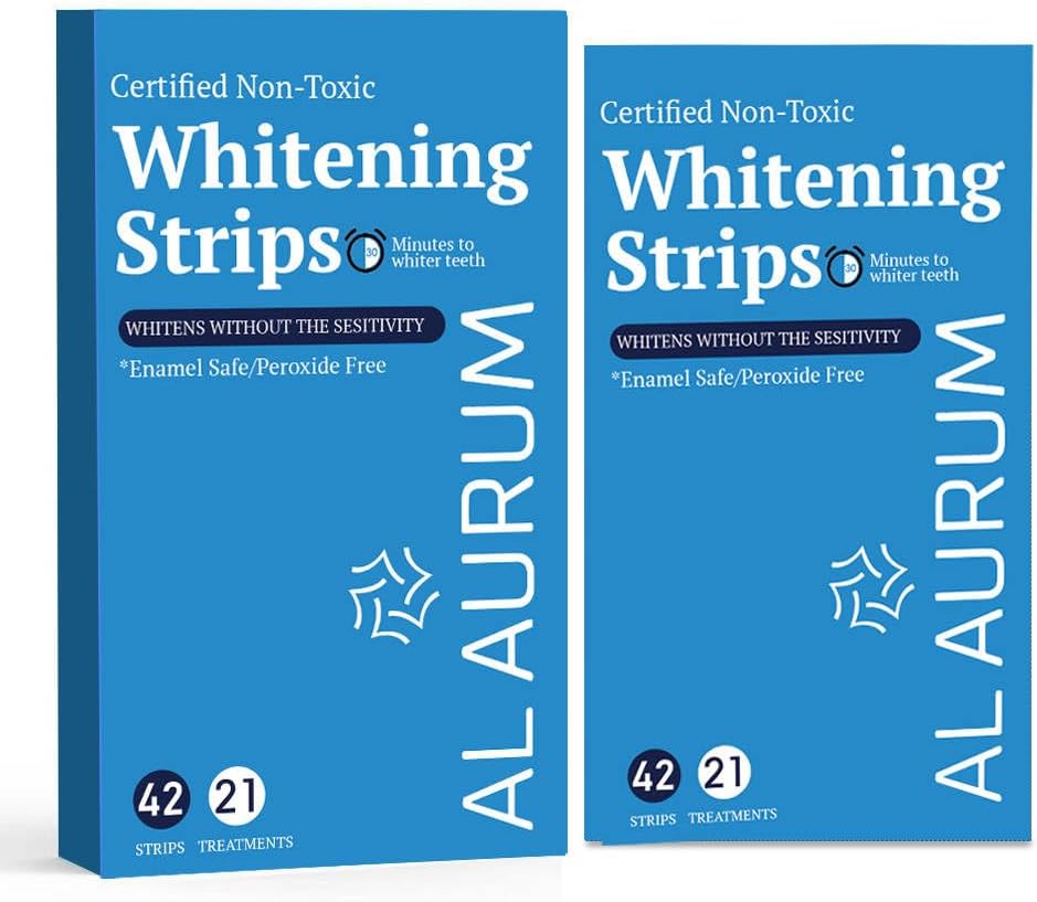 Natural Teeth Whitening Strips – 21-Day Treatment, 42 Strips, Enamel Safe & Sensitivity-Free