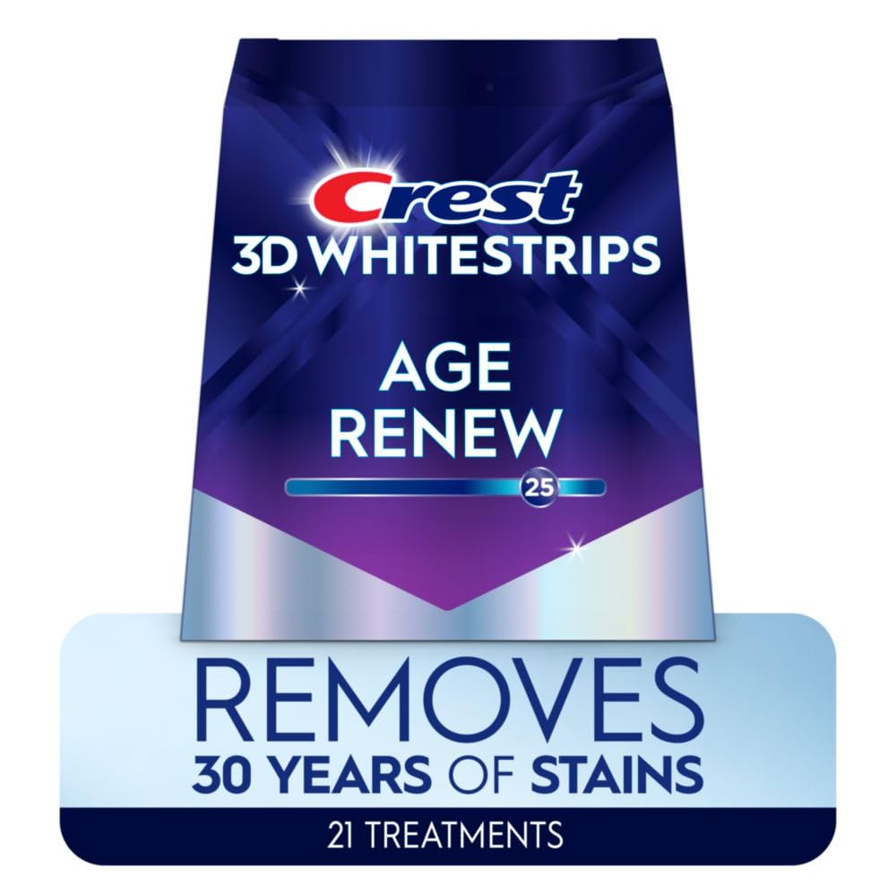 Crest 3D Whitestrips Age Renew – Professional Teeth Whitening Kit, 21-Day Treatment with 42 Enamel-Safe Strips