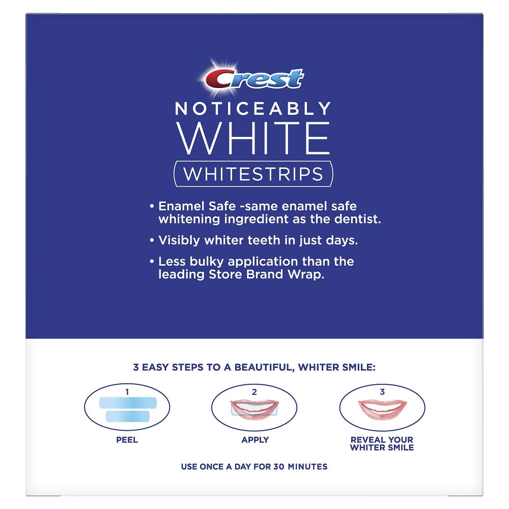 Crest Noticeably White Whitening Strips – 20 Strips, 10 Treatments for a Brighter Smile