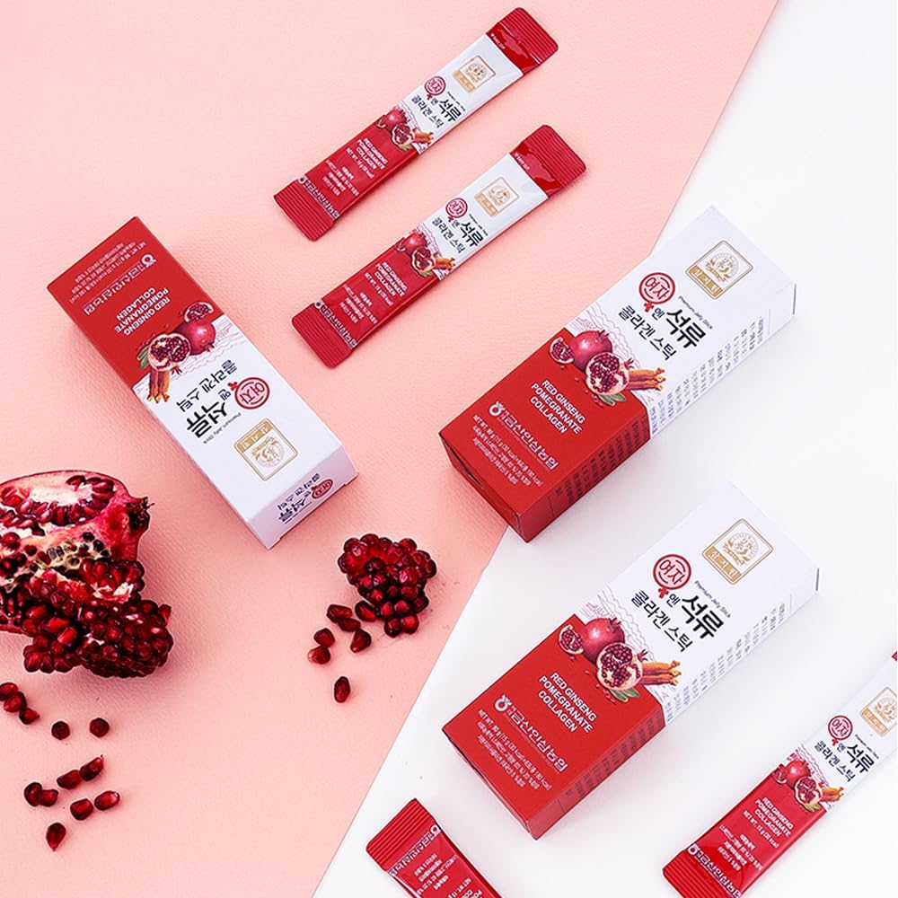 Baekje Geumsan Korean Pomegranate Collagen Jelly Stick – 5 Packs (30 Sticks Each) | Anti-Aging, Skin Hydration, Hair & Nail Support, Women’s Health Supplement
