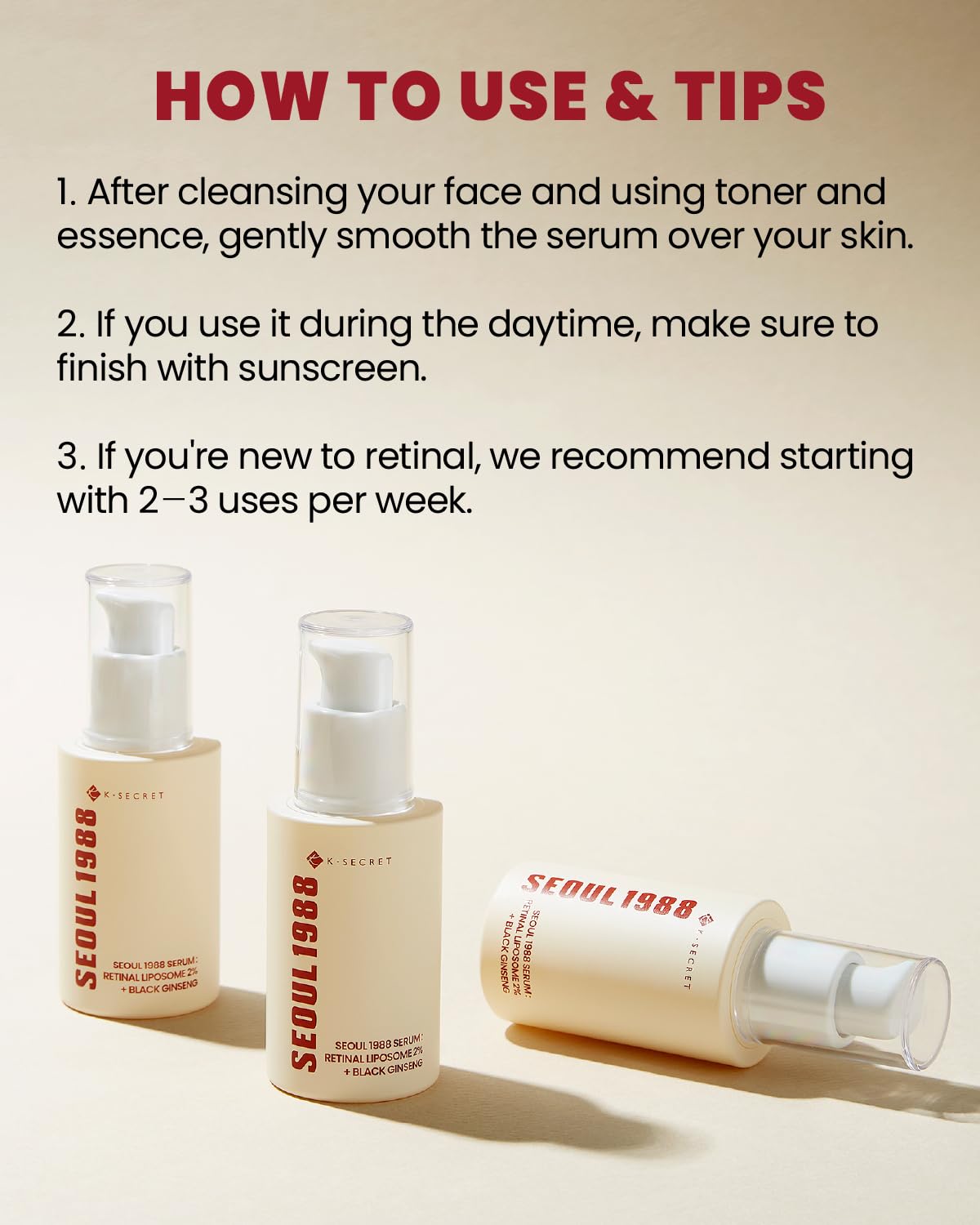 KSECRET SEOUL 1988 Retinal Serum with Black Ginseng & Peptides – Anti-Wrinkle, Dark Spot Corrector, Korean Skincare 30ml