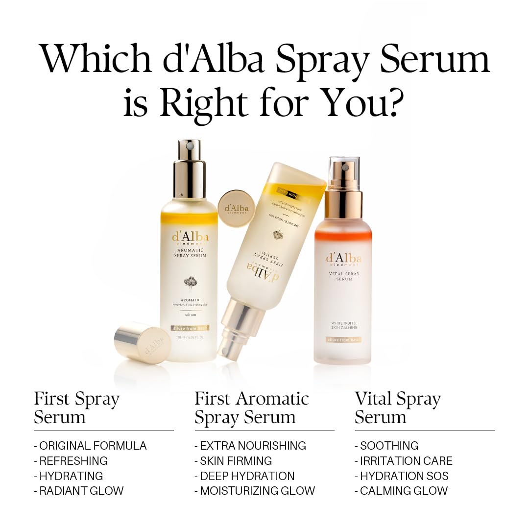 d’alba Piedmont White Truffle Aromatic Spray Serum – Hydrating & Firming Korean Face Mist, 4.05 fl oz