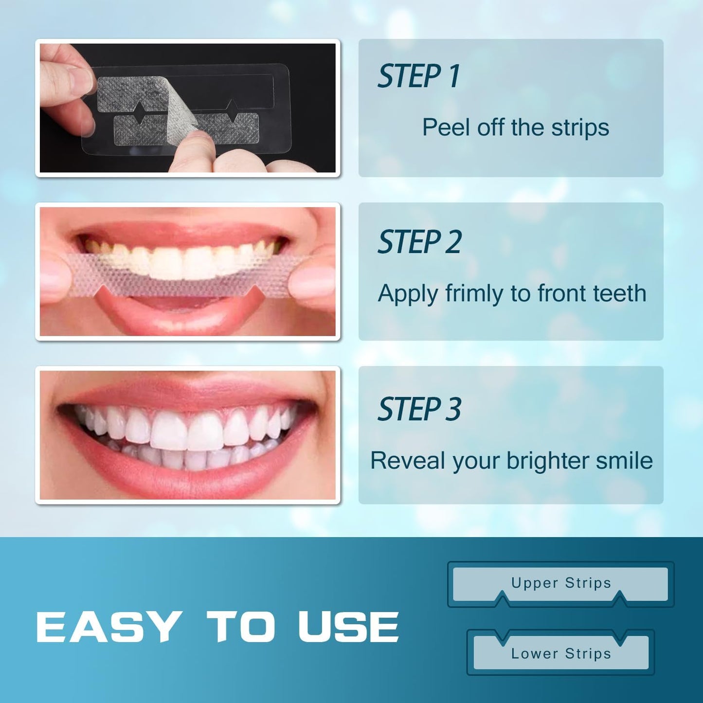 Pdoo Teeth Whitening Strips – 14 Sensitive-Safe Treatments, 28 Non-Slip Strips for Fast Stain Removal from Coffee, Wine & Smoking