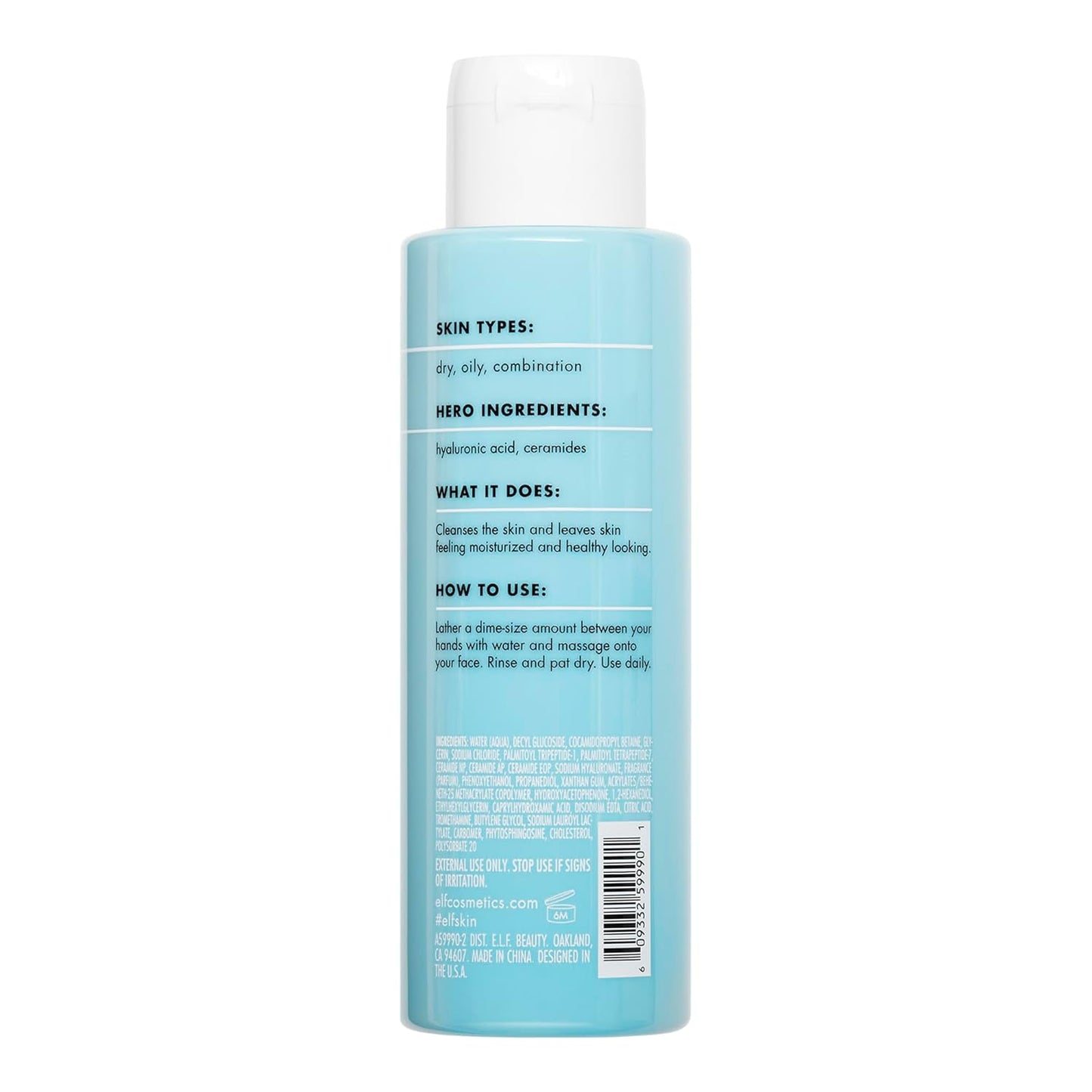 e.l.f. Holy Hydration Daily Cleanser – Hydrating Gel Face Wash with Hyaluronic Acid (3.71 oz)