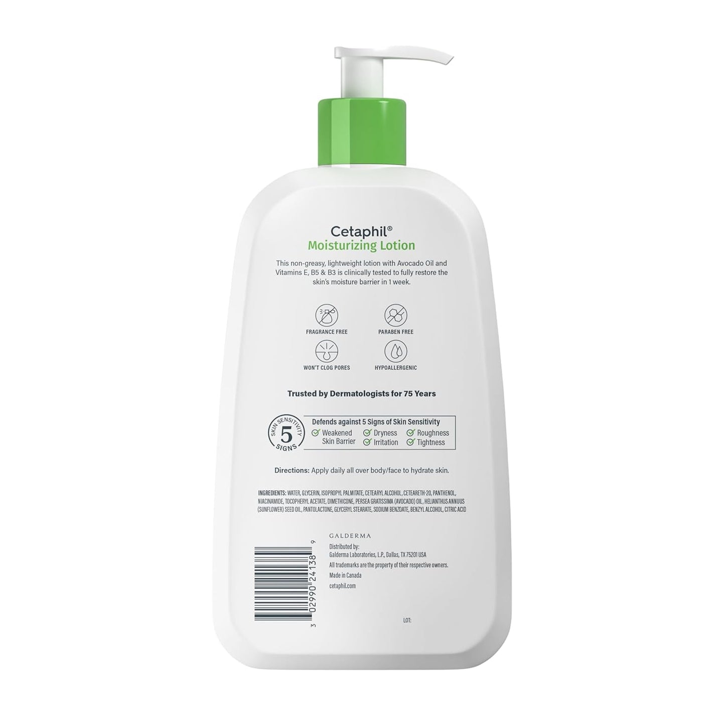 Cetaphil Moisturizing Lotion for Face & Body – Hydrating Lotion for All Skin Types, Sensitive Skin Safe, Fragrance-Free & Non-Comedogenic, 20oz