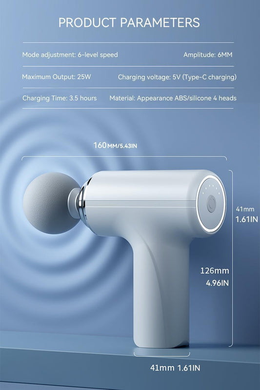MG-203 Massage Gun | 6-Speed Deep Tissue Percussion Massager with 4 Heads | 3200 RPM, 2400mAh Battery & Type-C Charging (Multi-Colour, Portable)