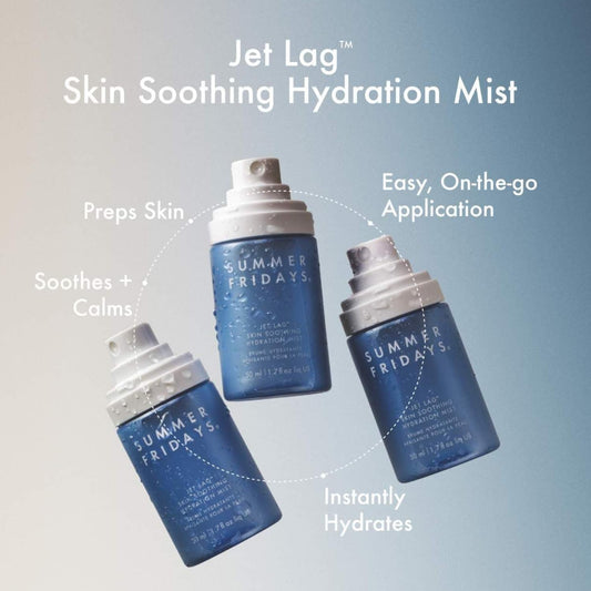 Summer Fridays Jet Lag Hydrating Face Mist – Ultra-Fine Soothing Spray with Antioxidants, Ceramides & Squalane for Barrier Support & Glowing Skin – 1.7 fl oz