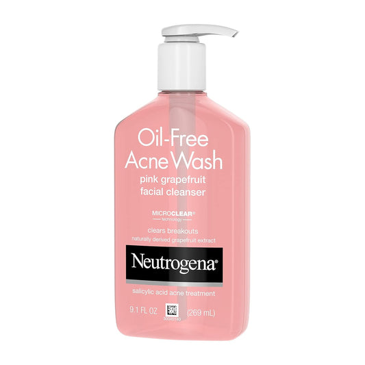 Neutrogena Oil-Free Pink Grapefruit Acne Face Wash | Vitamin C + 2% Salicylic Acid | Daily Blemish & Blackhead Cleanser | 9.1 fl oz