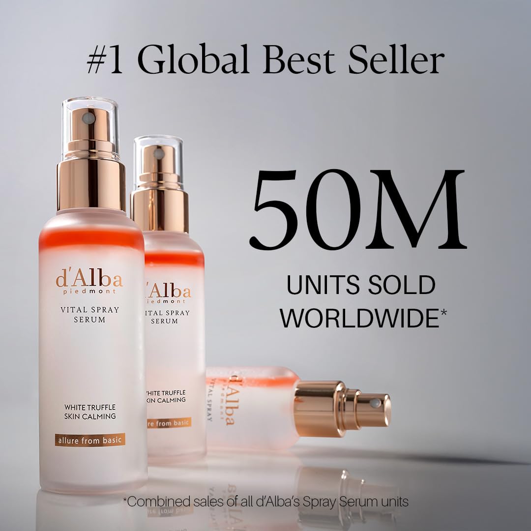 d’alba Italian White Truffle Vital Spray Serum – Hydrating, Calming & Glow-Boosting Facial Mist | Vegan Korean Skincare, Multi-Use Toner & Setting Spray