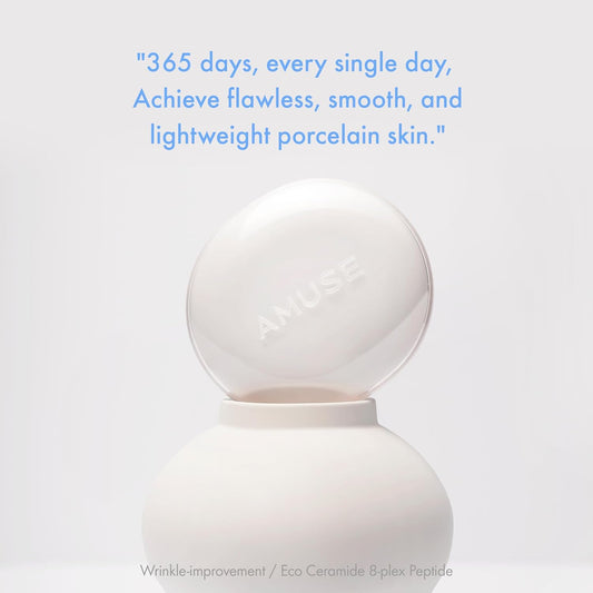 Amuse Seoul Ceramic Cushion Foundation – Semi-Matte, Long-Lasting, Lightweight, Flawless Vegan Korean Makeup (15g | 03 Honey)