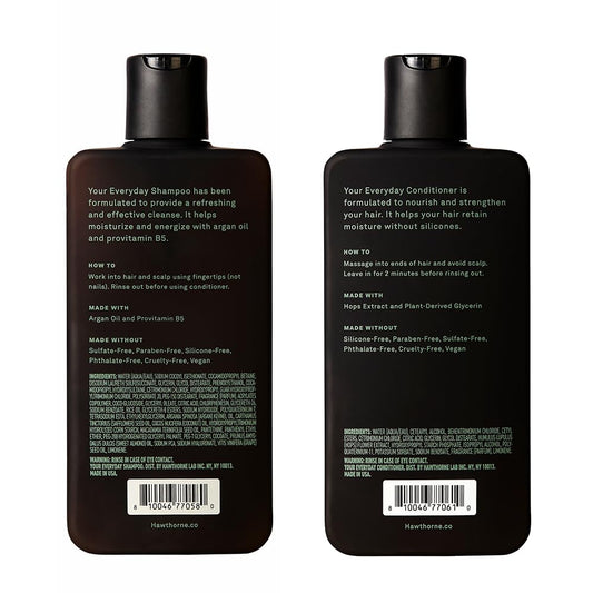 Hawthorne Men’s Everyday Shampoo & Conditioner Set – Sulfate-Free with Avocado & Coconut Oil – Mint & Eucalyptus Scent, 8 fl oz Each