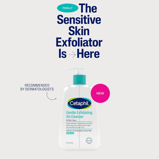 Cetaphil Gentle Exfoliating SA Cleanser – Foaming Gel Face Wash with Salicylic Acid, Mandelic Acid & Gluconolactone, Dermatologist Recommended for All Skin Types (8 fl oz)