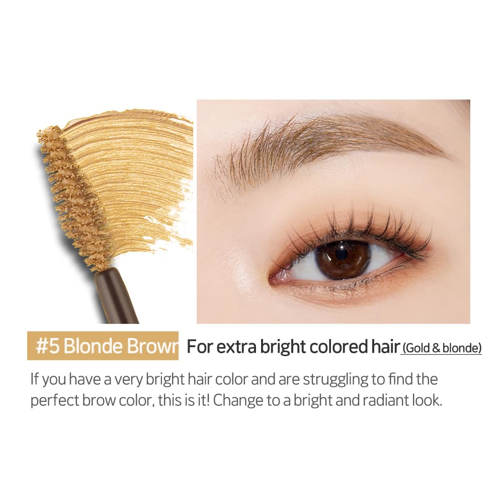 ETUDE Color My Brows – Natural 3D Brow Mascara with Beeswax & Carnauba Wax | Long-Lasting, Moisturizing, Smudge-Free Eyebrow Tint (Rich Brown)