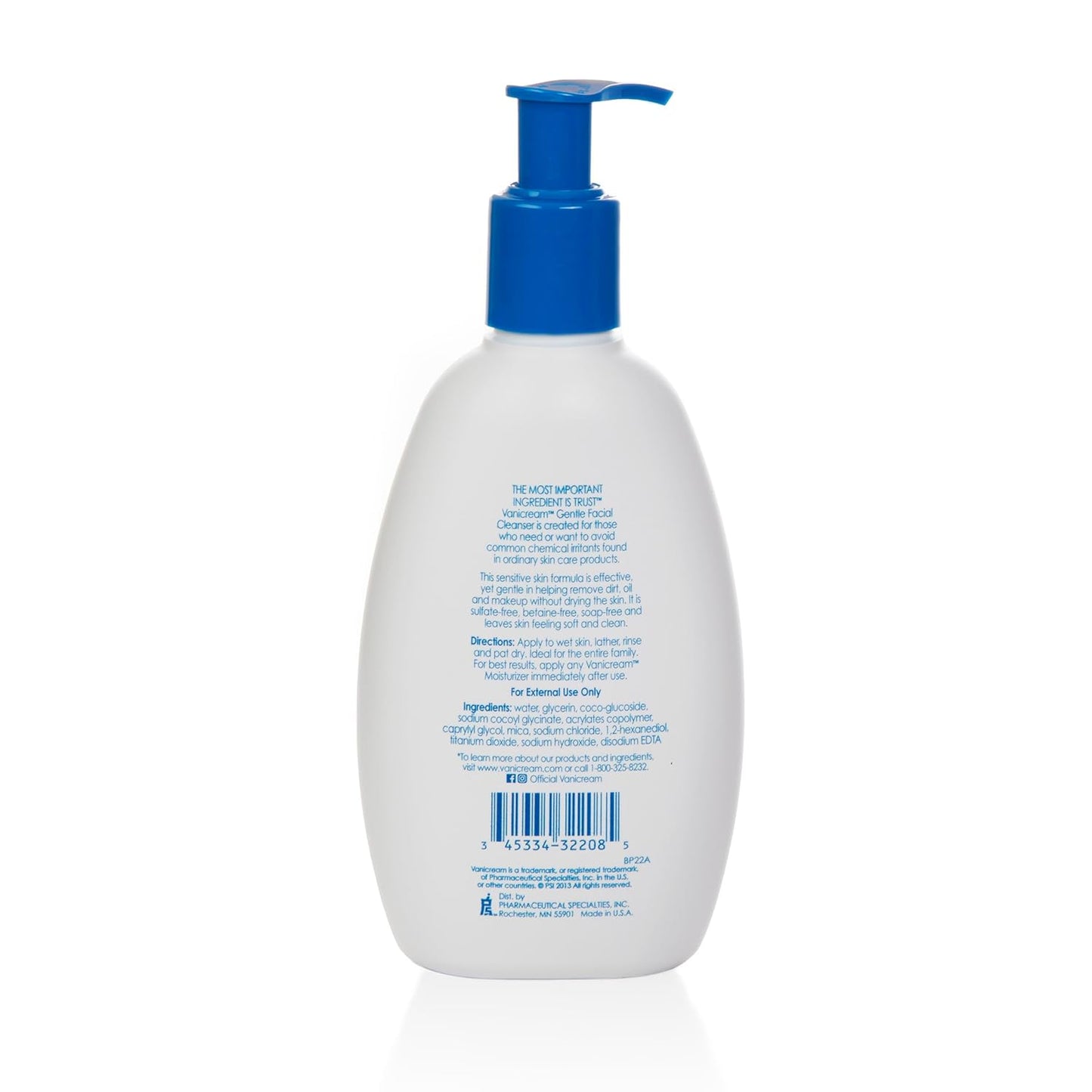 Vanicream Gentle Facial Cleanser – 8 fl oz, Sensitive Skin, Soap-Free & Fragrance-Free